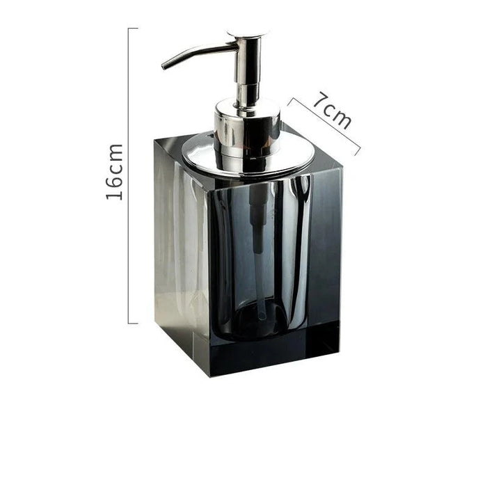 Sophisticated Square Hotel Glass Soap Dispenser with Polished Silver Pump for Contemporary Bathrooms