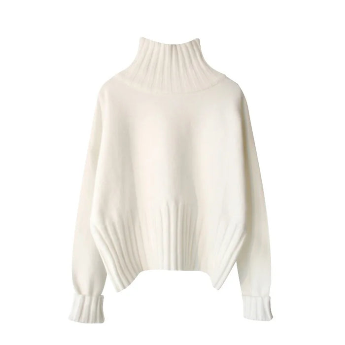 Chic Ribbed Turtleneck Sweater - Sleek Slim Fit, Enhanced Elasticity