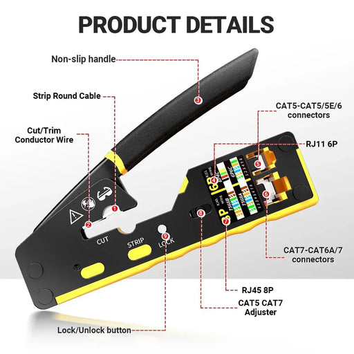 EZ-Type RJ45 Network Crimper Tool Kit - All-in-One Solution for Lan and Tel Cables