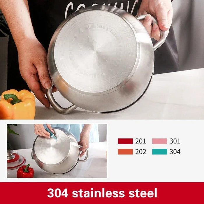 Versatile 304 Stainless Steel Large Soup Pot - Perfect for Gas and Induction Cooking