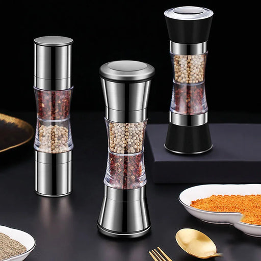 PepperPro Dual-Head Stainless Steel Spice Grinder with Extra Large Storage Capacity