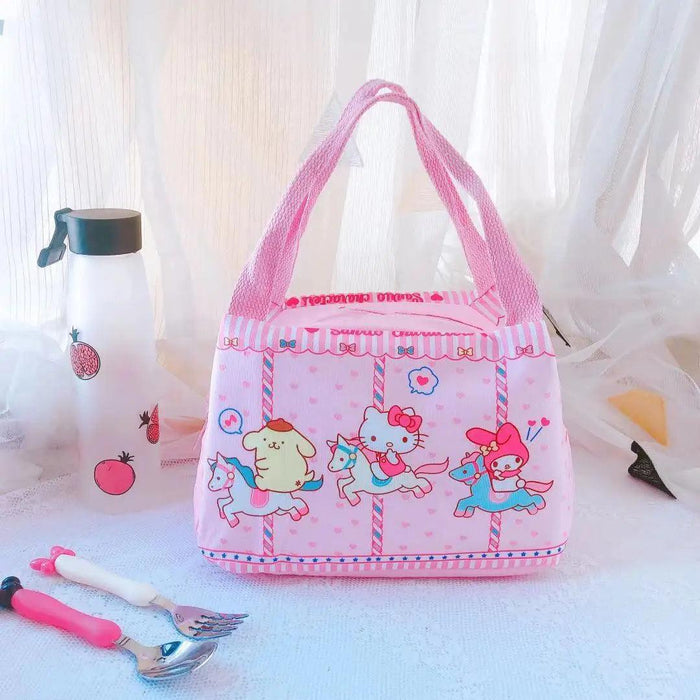 Sanrio Character Cozy Lunch Bag - Cute Insulated Tote Featuring Keroppi, My Melody & Badtz Maru for School and Office