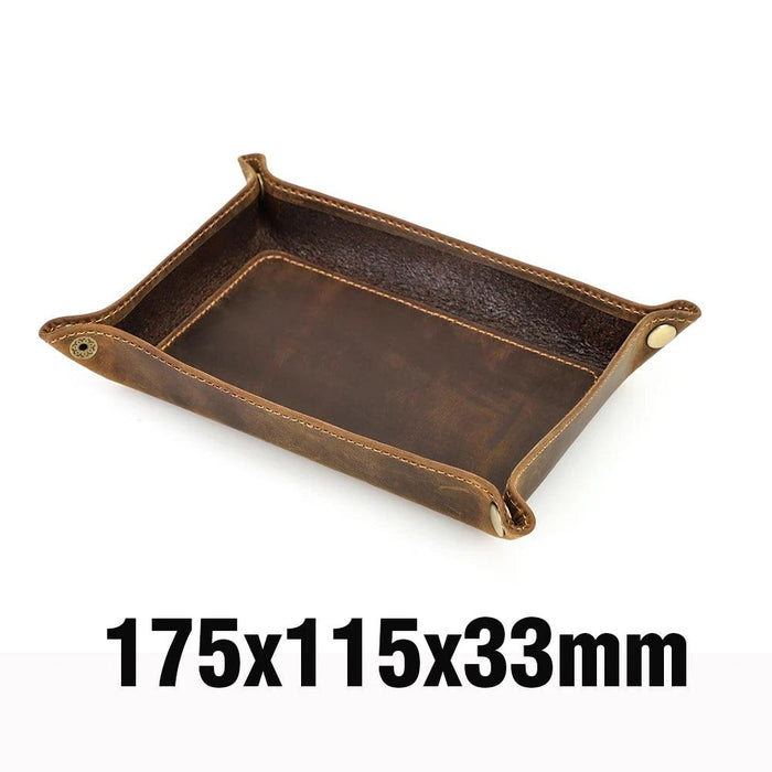 Elegant Cowhide Leather Organizer Tray for Keys, Wallets, and Coins: A Stylish Storage Solution