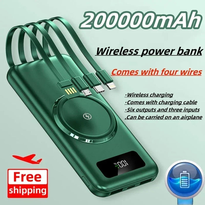 Ultra-High Capacity 200000 mAh Wireless Charger with Rapid Charging and LED Indicator - Your Ultimate Power Companion