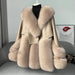 Elegant Leather and Fox Fur Women's Winter Coat