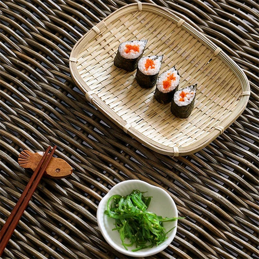 Bamboo Sushi and Sashimi Platter Set with Ornamental Tableware