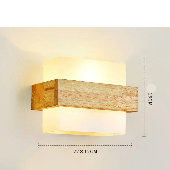 Nordic LED Wooden Wall Lamps with Acrylic Shades for Cozy Bedroom and Living Room Lighting