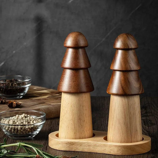 Set of 3 pcs - Elegant Adjustable Wooden Spice Grinder Set for Gourmet Cooking