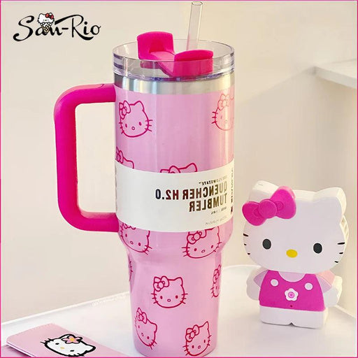 Hello Kitty 40Oz Insulated Stainless Steel Mug with Handle and Straw