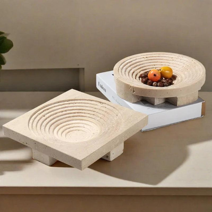 Sophisticated Travertine Serving Tray: A Chic Storage and Decor Essential