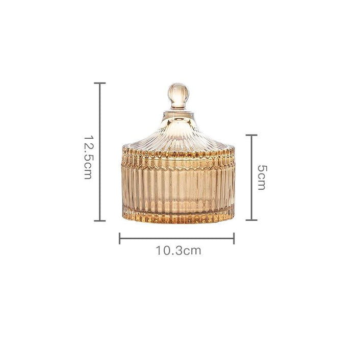 Amber Radiance Crystal Glass Storage Jar with Lid for Jewelry and Event Decor