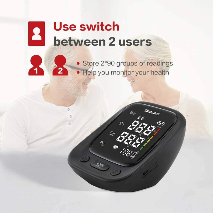 Sinocare Smart Health Blood Pressure Monitor with Heart Rate and Pulse Tracking for Home Use