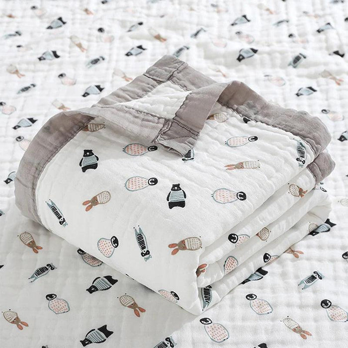 Charming Cartoon Cotton Swaddle Blanket for Infants - Multi-Functional Baby Wrap