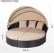 Versatile Black Wicker Round Daybed with Adjustable Canopy - Chic Outdoor Lounge Solution