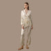 Luxurious Women's Mulberry Silk Pajama Set with National Print