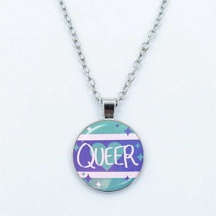 Vibrant Customizable Rainbow Glass Pendant Necklace for Love and Pride Celebration