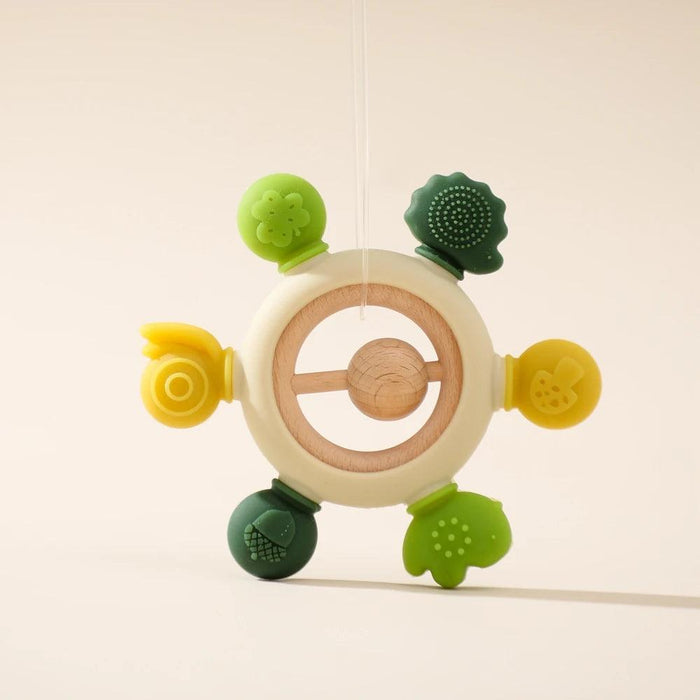 Eco-Friendly Handmade Crochet Baby Rattle with Wooden Teether