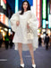 Batwing Sleeve Solid Color Dress for Autumn