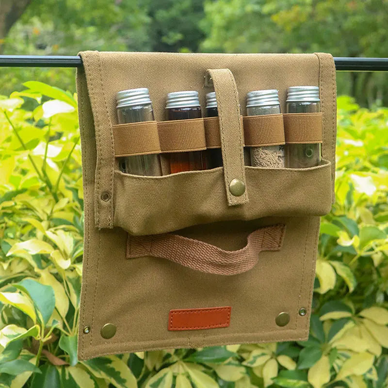 Spice Bottle Organizer Bag for Outdoor Seasoning Storage