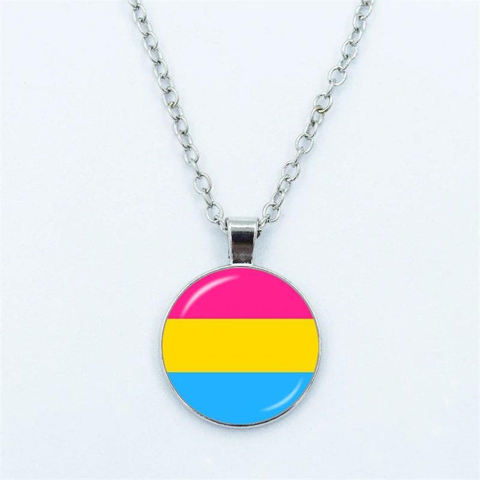 Vibrant Customizable Rainbow Glass Pendant Necklace for Love and Pride Celebration