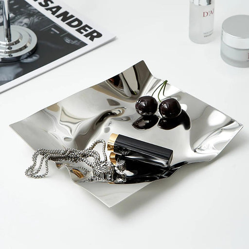 Chic Scandinavian Stainless Steel Tray - Ideal for Jewelry and Fruit Display