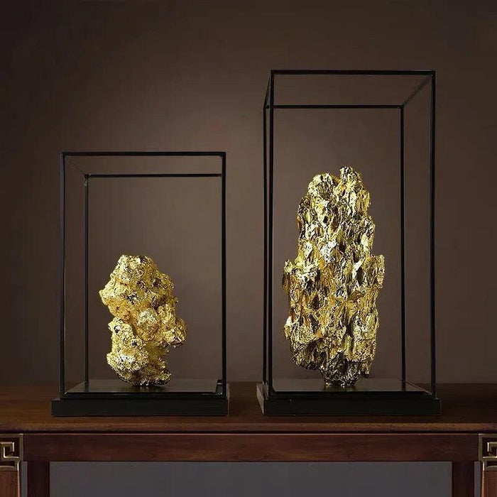 Elegant Golden Mountain Resin Tabletop Accents for Luxurious Living Spaces