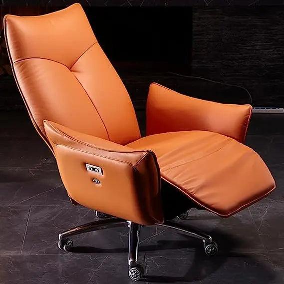 Luxury Cowhide Leather Dual Motor Executive Recliner Office Chair