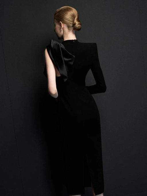 Chic One-Shoulder Satin Evening Dress with Alluring Back Slit