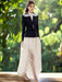 Sleeveless Blazer with Lace Long Skirt and Elegant Hollow Out Details