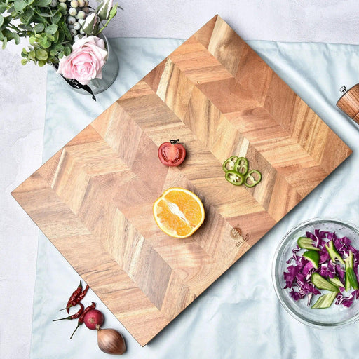 Premium Acacia Wood End-Grain Chopping Board - Large Cutting Board