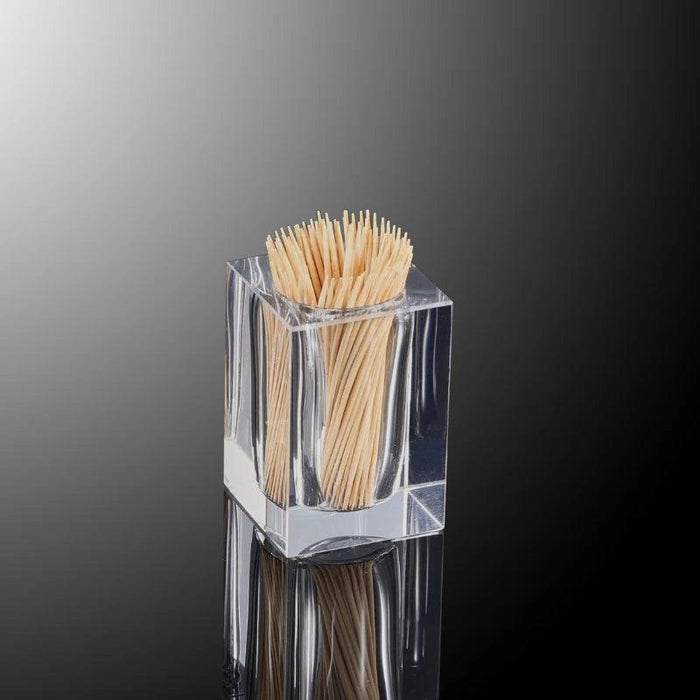 Chic Crystal Glass Toothpick Holder - Stylish Diamond Square Storage Jar for Cotton Swabs and Jewelry on Your Desktop