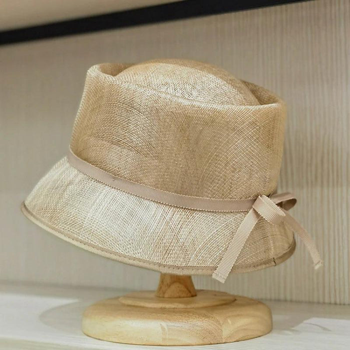 Vintage-Inspired Hemp Yarn Bow Fisherman Hat for Stylish Sun Defense