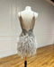 Elegant Custom Fit Backless Feathered Mini Dress for Cocktail Occasions