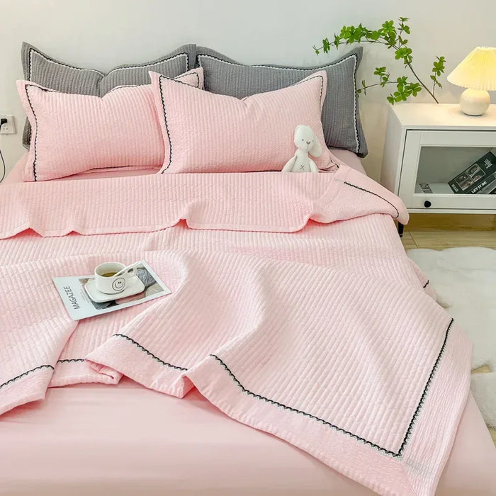 Elegant French-Style Summer Quilt Set with Bubble Yarn - Skin-Friendly