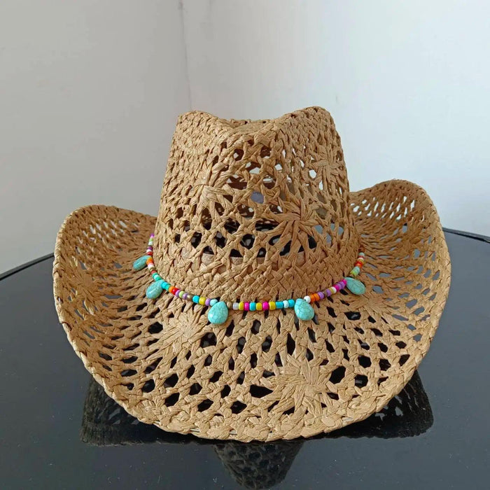 Lake Blue Western Cowboy Straw Hat Unisex with Adjustable Size