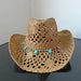 Lake Blue Western Cowboy Straw Hat Unisex with Adjustable Size