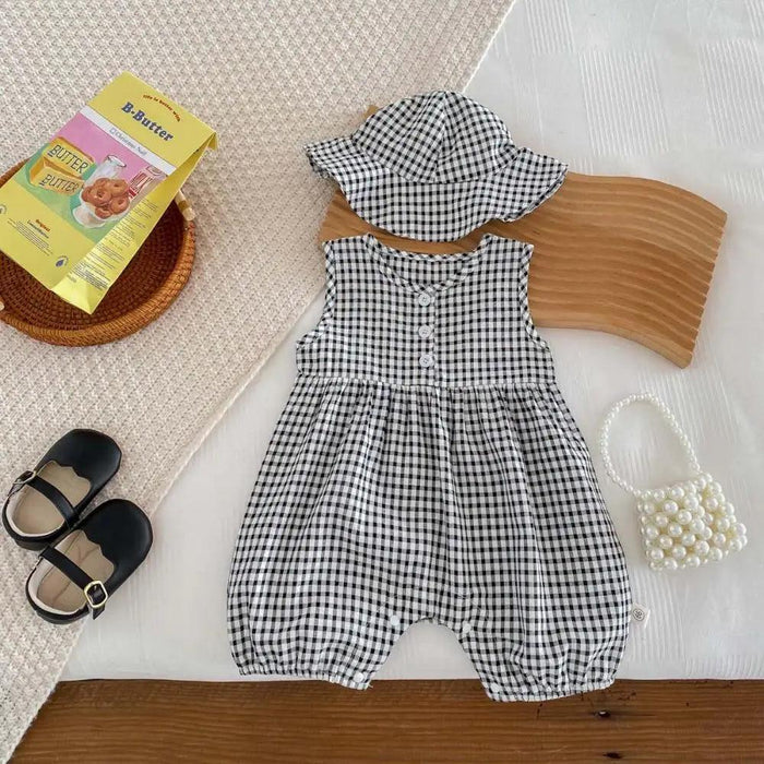 Charming Plaid Romper Set for Summer Baby Girls