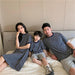 Chic Striped Family Matching Outfits for Parents and Kids in Trendy Korean Style