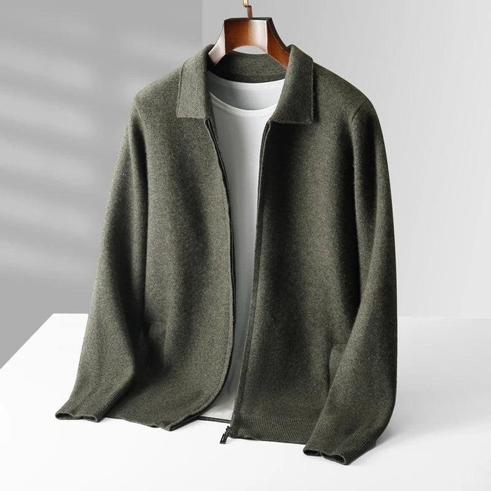 Men's Premium 100% Cashmere Zip-Up Cardigan Sweater