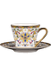 Imperial Elegance Enamel Porcelain Tea and Coffee Cup Set with Ornate Borders