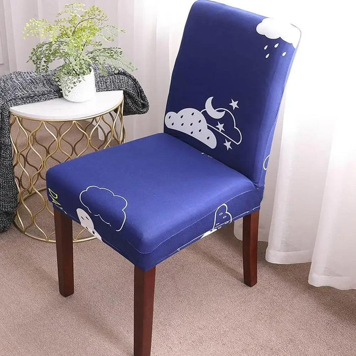 Chic Dark Blue Floral Slipcover for Nordic-Inspired Chairs