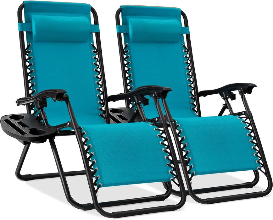 Luxury Zero Gravity Lounge Chairs Set with Accessories in Elegant Black