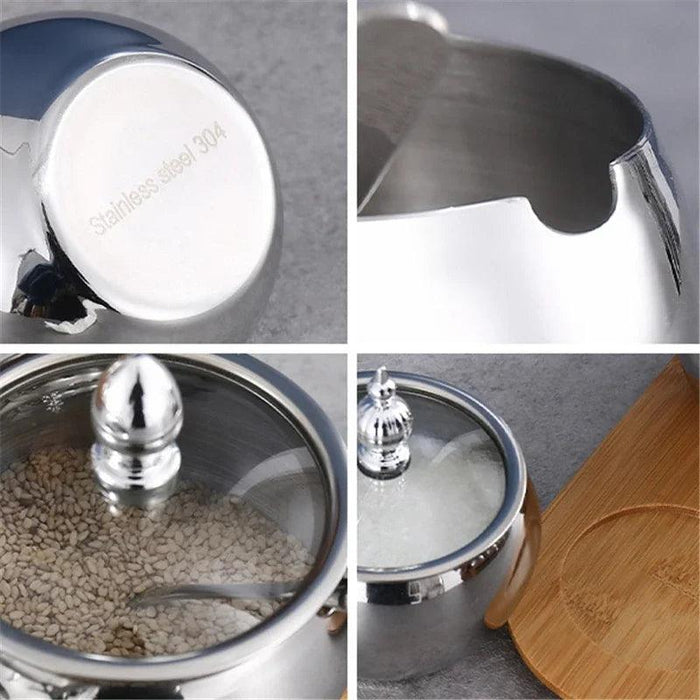 Stainless Steel Spice Storage and Oil Sprayer Set - Essential Organizer for Culinary Lovers