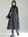 Sleeveless Gray Woolen Dress for Women with Bow Detail