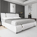 Chic Stainless Steel Upholstered Bed Frame with Adjustable Curved Headboard