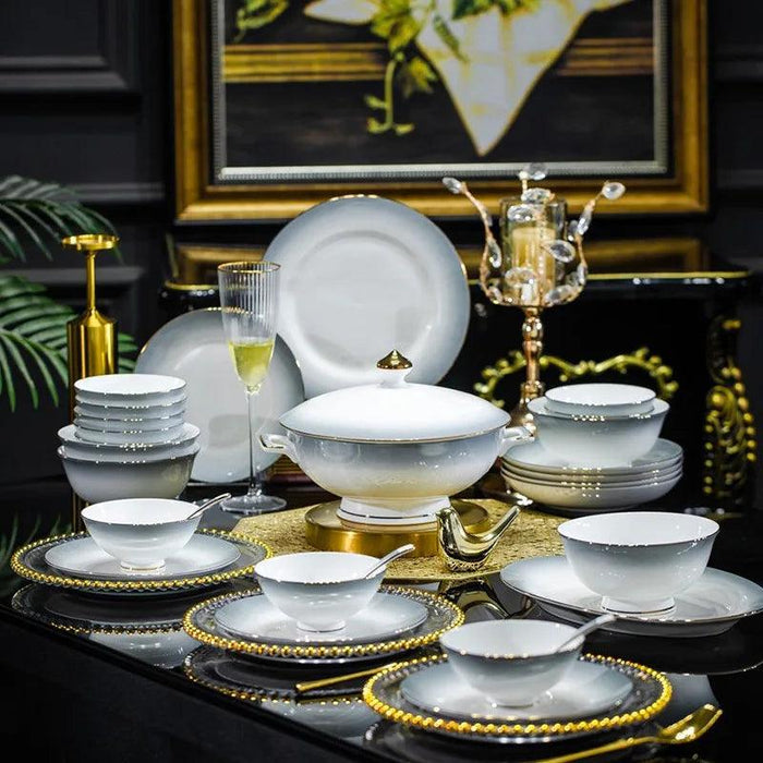 Elegant 62/40-Piece Bone China Dining Set with Authentic Chopsticks for an Exquisite Dining Experience