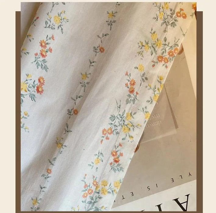 French Floral Cotton Rod Pocket Curtains for Kitchen & Bath – Retro Short Blinds & Partitions