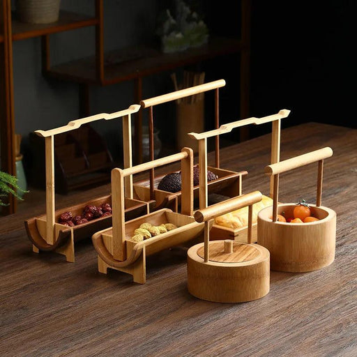 Elegant Bamboo Snack Tray for Dried Fruits and Desserts - Portable Refreshment Organizer