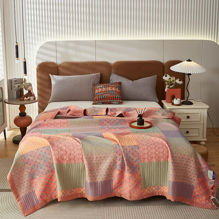 Summer Dreams Cotton Jacquard Blanket Set - All-Season Bedding Solution