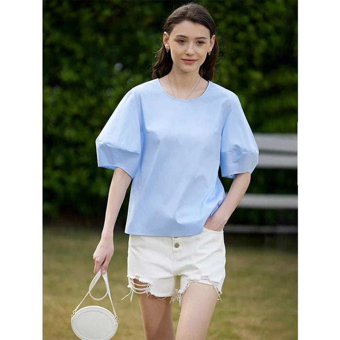 Chic White Lantern Sleeve Blouse - Timeless Style for Modern Women